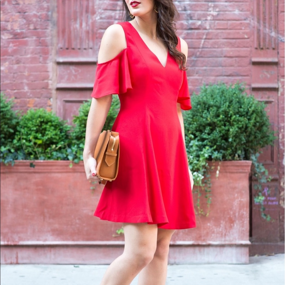 Club Monaco - Pernille Cold Shoulder Dress - Red 00 - Picture 5 of 5
